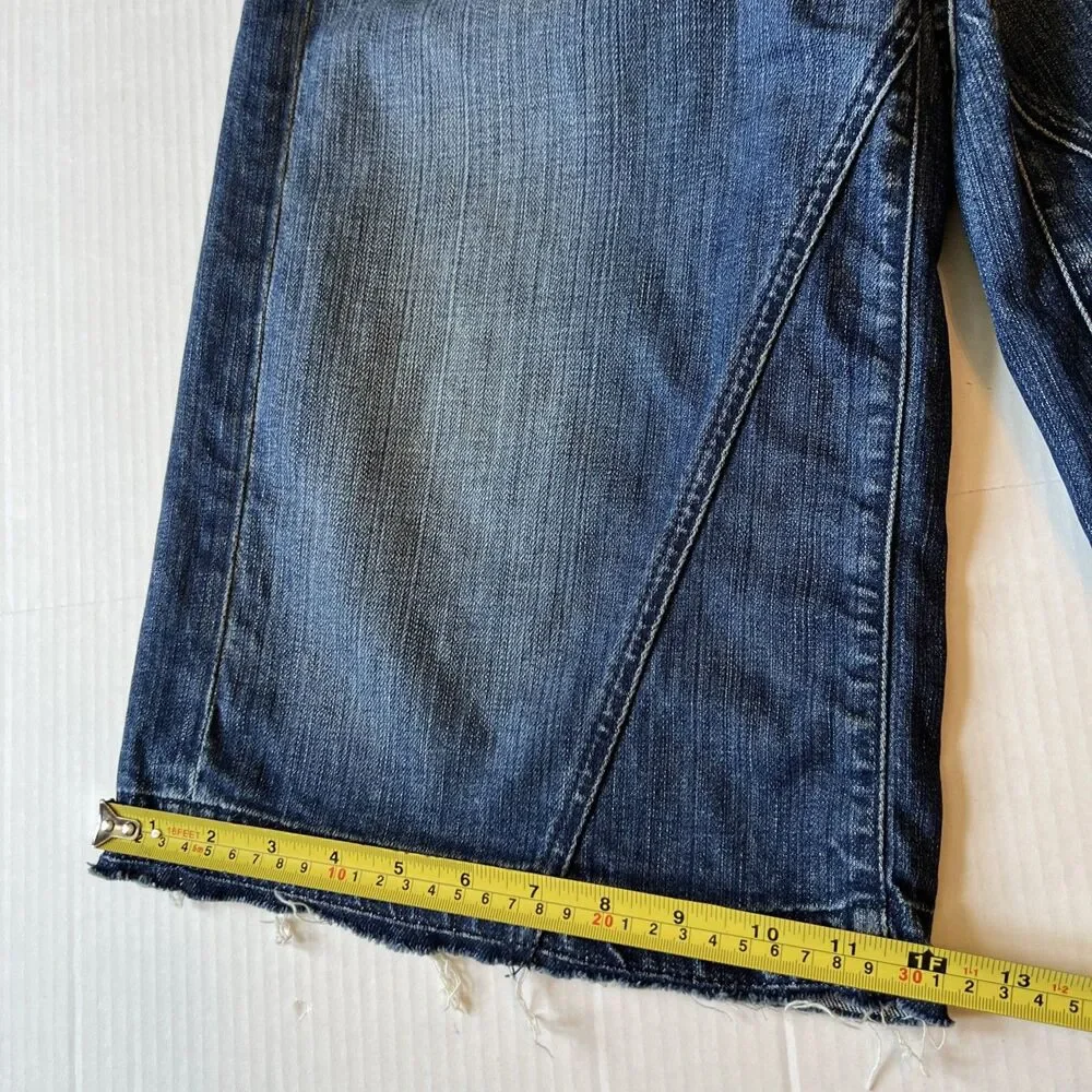 7 For All Mankind Women's Size 30 Blue Denim Wide Leg Long Jean Shorts